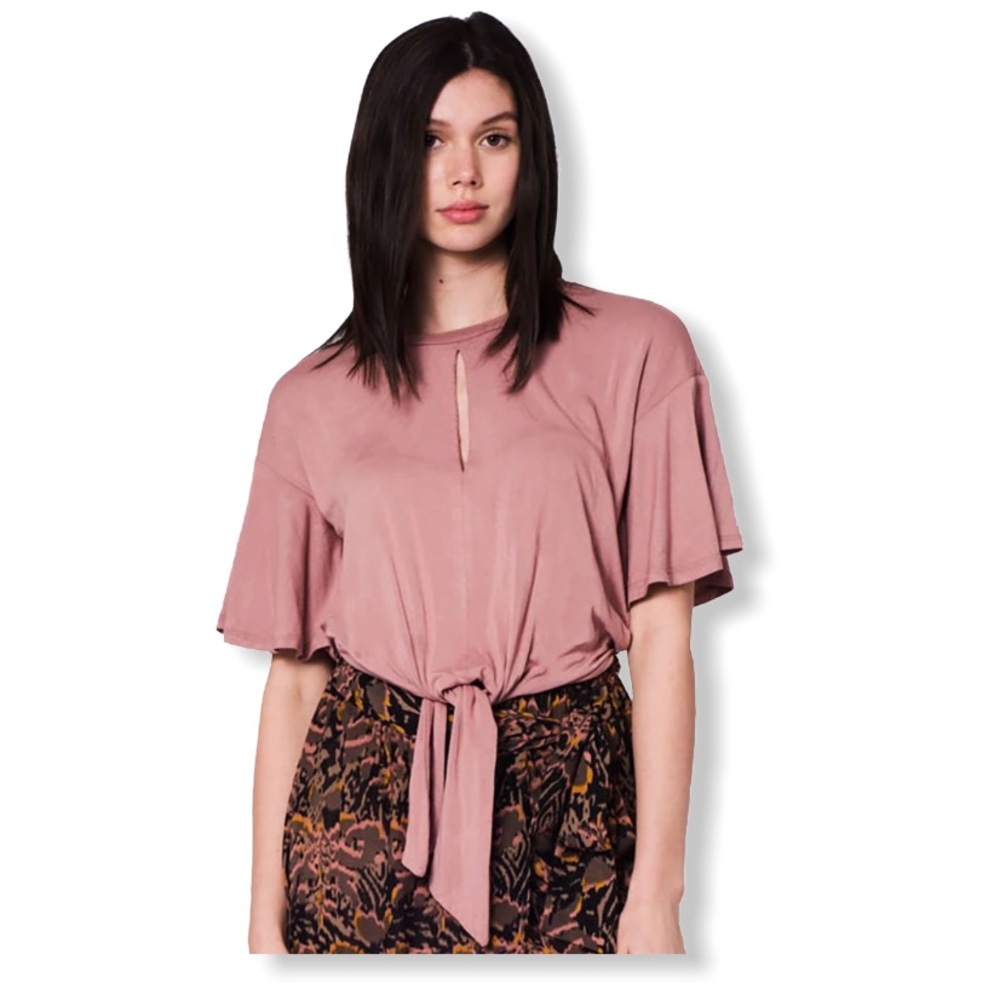 Wanderlux Rhodes Front Tie Bodysuit Dusty Pink